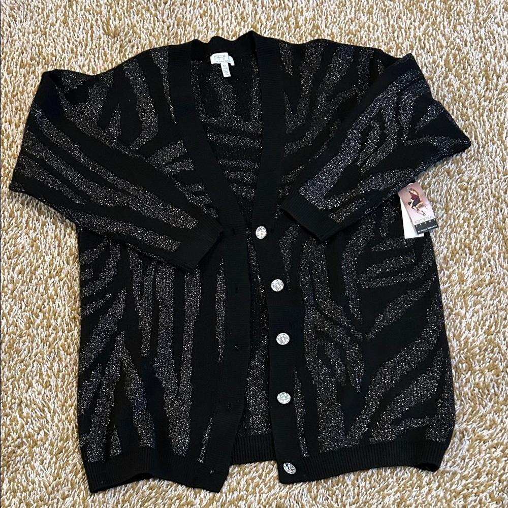 Sofia by Sofia Vergara Black and Silver Cardigan